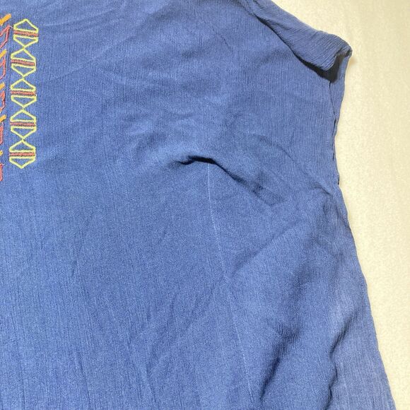 Canyon Sky Top Size 2XL Blue‎ Pull Over Tie String Neck Sleeve Embroidery - Picture 8 of 9